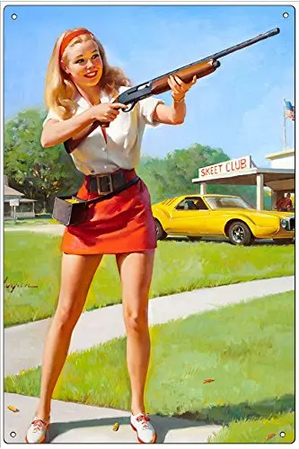 Vintage Pin-Up Metal Plaque Skeet Club, 1974 by Gil Elvgren, 12X8 inches Wall Decor
Vintage Pin-Up Metal Plaque Skeet Club, 1974 by Gil Elvgren, 12X8 inches Wall Decor