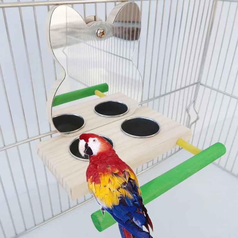 Parrot Mirror Play Stand Platform Birds Wooden Toys Perch With Stainless Steel Bird Food Cups Birds Cage Accessories Supplies
Parrot Mirror Play Stand Platform Birds Wooden Toys Perch With Stainless Steel Bird Food Cups Birds Cage Accessories Supplies