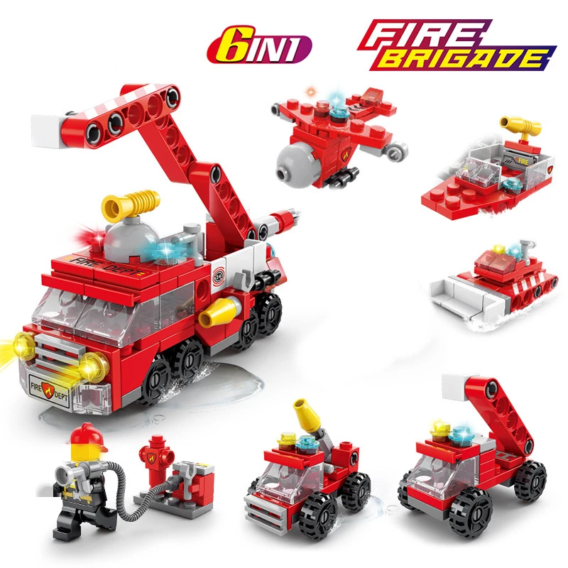6 In 1 Kids Assembly Building Blocks City Fire Brigade Compatible Lepinblock DIY Small Particles Children's Christmas Toys Gift
6 In 1 Kids Assembly Building Blocks City Fire Brigade Compatible Lepinblock DIY Small Particles Children's Christmas Toys Gift