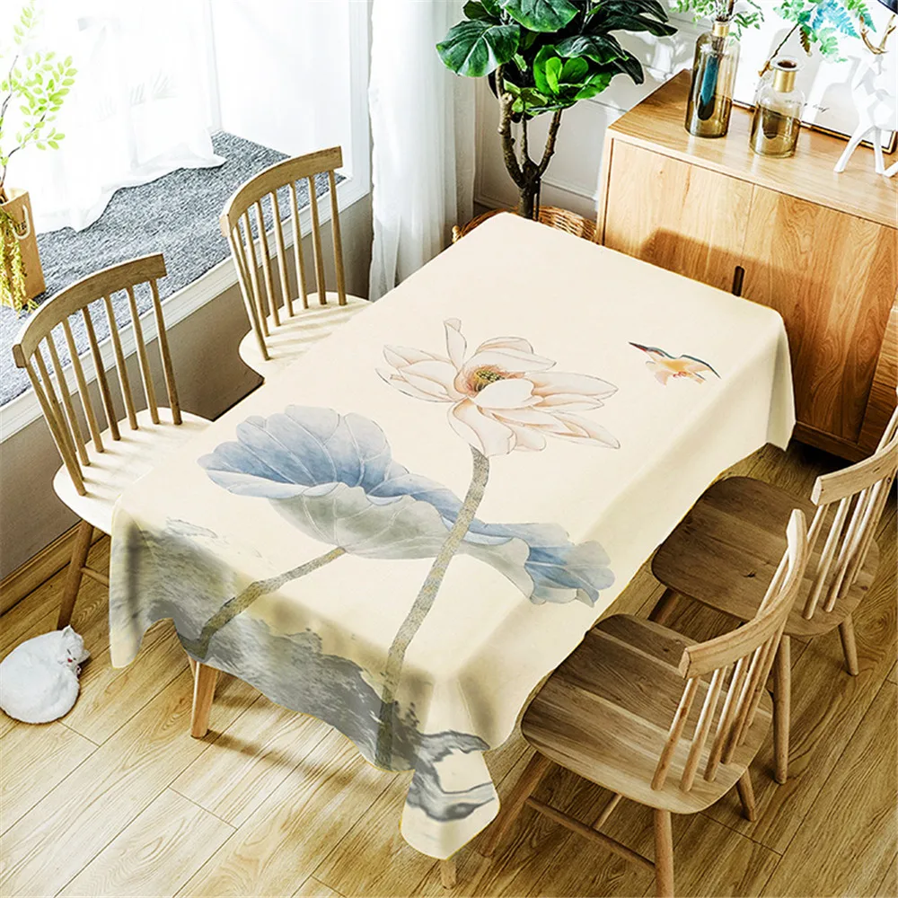 Simple Fresh lotus Flowers Printing Household Tablecloth Cover Rectangular Polyester Waterproof Oilproof Table Cloth Hot sale
Simple Fresh lotus Flowers Printing Household Tablecloth Cover Rectangular Polyester Waterproof Oilproof Table Cloth Hot sale
