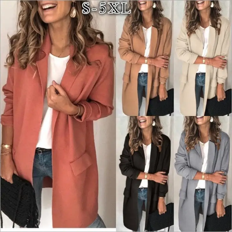 Plus Size Women Long Blazer Coats Long Sleeve Fake Pocket Coat Blazers Office Ladies Solid Loose Pockets Cardigan Outerwea
Plus Size Women Long Blazer Coats Long Sleeve Fake Pocket Coat Blazers Office Ladies Solid Loose Pockets Cardigan Outerwea
