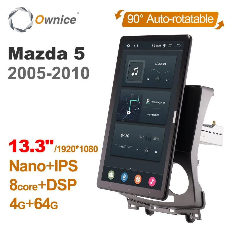 Автоматический вращающийся 1920*1080 13 3 "Ownice Android 10 0 автомобильный мультимедийный