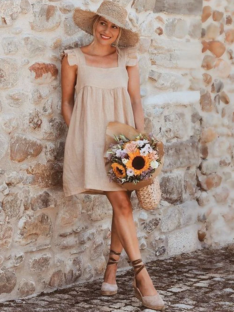 Women Loose Sleeveless Square Collar Draped Mini Dress 2021 Summer Sweet Solid Pockets Casual Beach Holiday Sundress Vestidos
Women Loose Sleeveless Square Collar Draped Mini Dress 2021 Summer Sweet Solid Pockets Casual Beach Holiday Sundress Vestidos