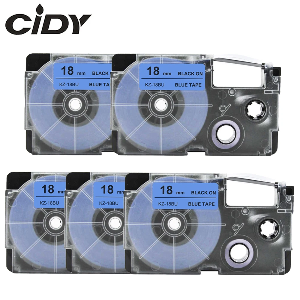 CIDY 5pks XR-18BU XR 18BU 18mm black on blue label compatible for Casio label printer adhesive tapes for KL-60 KL-60SR KL-120
CIDY 5pks XR-18BU XR 18BU 18mm black on blue label compatible for Casio label printer adhesive tapes for KL-60 KL-60SR KL-120