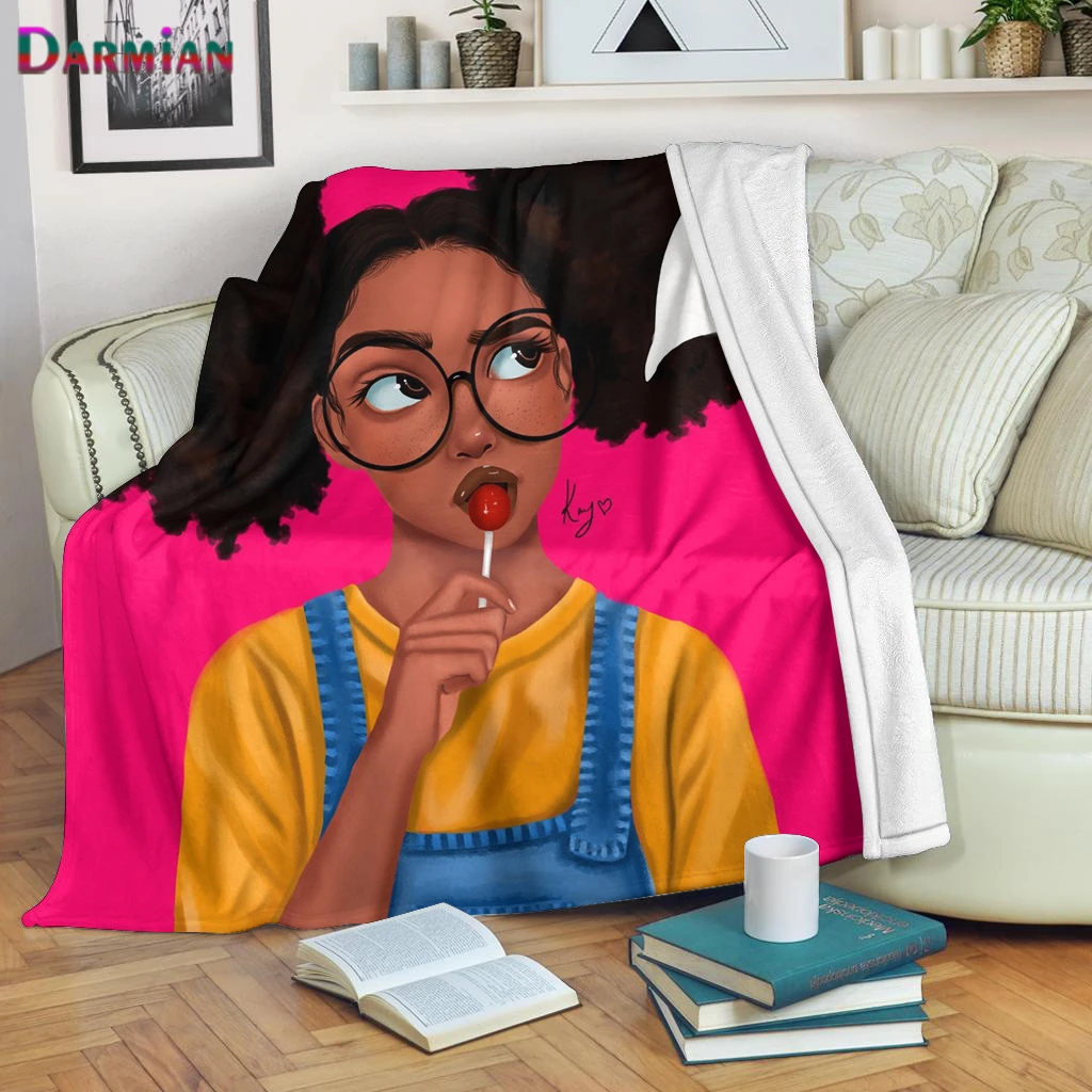 DARMIAN Lovely Afro Black Girl Design Flannel Throw Blanket Kids Adults Travel Portable Airplane Sherpa Blanket Quilt Soft manta
DARMIAN Lovely Afro Black Girl Design Flannel Throw Blanket Kids Adults Travel Portable Airplane Sherpa Blanket Quilt Soft manta