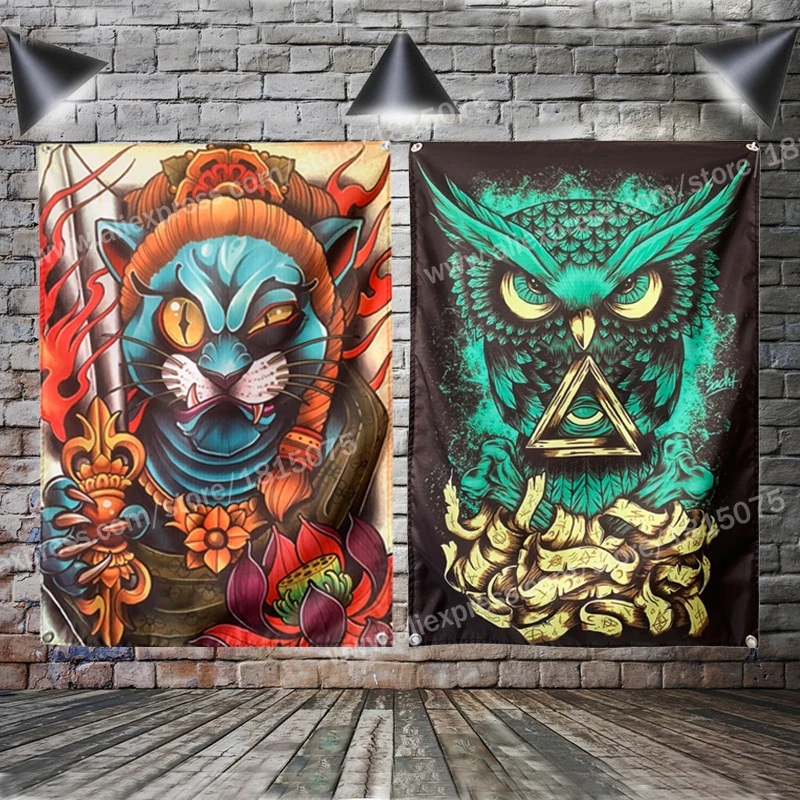 Japanese Style Cat And Owl Tattoo Wall Art Poster Flag Banner Home Decoration Hanging Flag 4 Gromments 3*5FT 144CM*96CM
Japanese Style Cat And Owl Tattoo Wall Art Poster Flag Banner Home Decoration Hanging Flag 4 Gromments 3*5FT 144CM*96CM