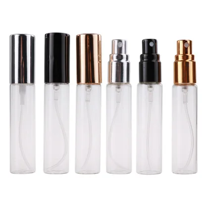 

100pcs/Lot 5ml 10ml 15ml Portable Glass Refillable Perfume Bottle With Aluminum Atomizer Empty Parfum Case For Traveler