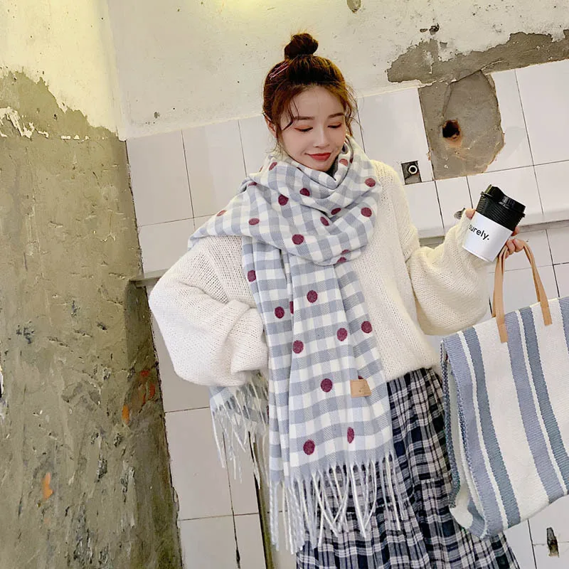 New round-dot cashmere-like scarf for ladies in autumn and winter of 2019,Korean Edition Thickened Thermal Lady's Scarf Shawl
New round-dot cashmere-like scarf for ladies in autumn and winter of 2019,Korean Edition Thickened Thermal Lady's Scarf Shawl