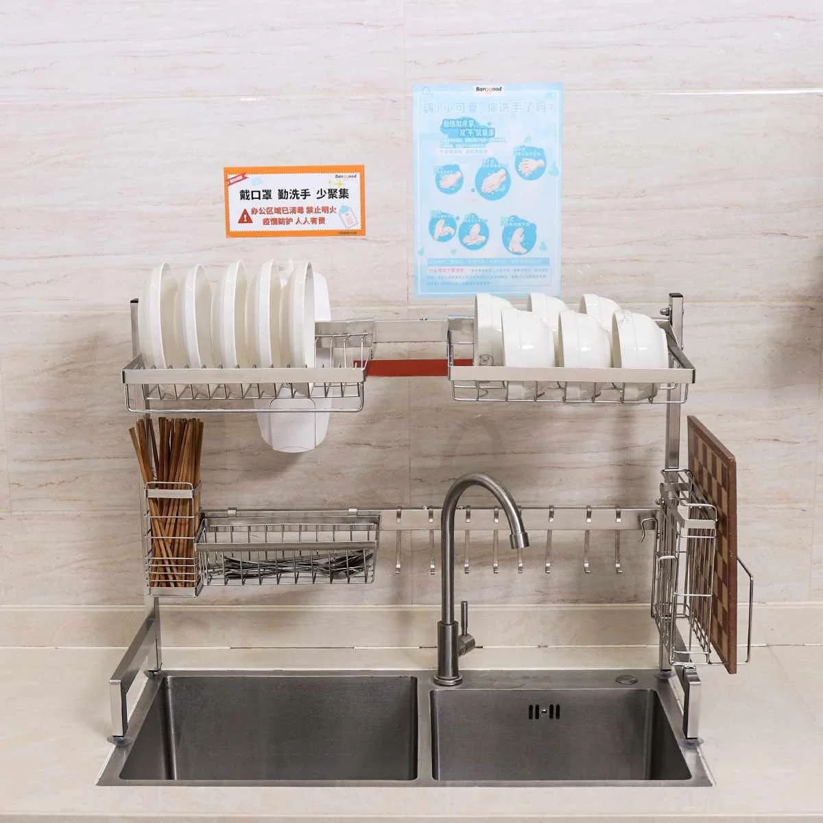 Stainless Steel Kitchen Shelf Rack Dish Sink Drain Rack Over Sink Hooks Kitchen Shelf Towel Sponge Holder Countertop Organizer
Stainless Steel Kitchen Shelf Rack Dish Sink Drain Rack Over Sink Hooks Kitchen Shelf Towel Sponge Holder Countertop Organizer