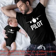 Family Matching Clothes Funny Pilot/Co-pilot Print Father and Son Matching Shirts Dad and Son Family Look Tshirts Baby Clothes