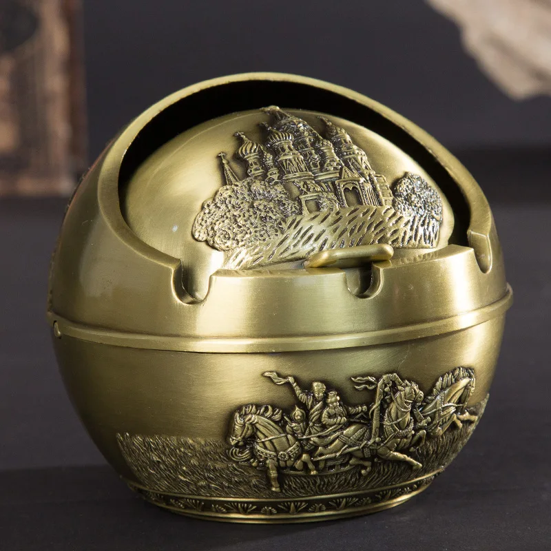 Ashtrays Russian Vintage Castle Portable Car Cigar Ashtray with Lid Smoking Holder Home Desk Accessories Metal Crafts 7.5x7.5cm 
Ashtrays Russian Vintage Castle Portable Car Cigar Ashtray with Lid Smoking Holder Home Desk Accessories Metal Crafts 7.5x7.5cm