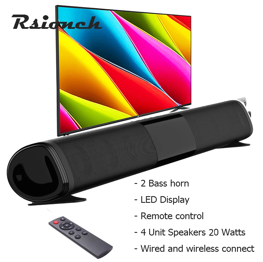 Звуковая панель Rsionch 40 Вт, патент, Новый ТВ, мощная 3D Музыкальная колонка, музыкальный центр, домашний кинотеатр, система для компьютера, TF/AUX
Звуковая панель Rsionch 40 Вт, патент, Новый ТВ, мощная 3D Музыкальная колонка, музыкальный центр, домашний кинотеатр, система для компьютера, TF/AUX