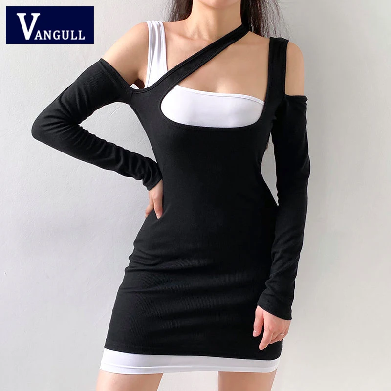 Vangull Sexy Fake Two Pieces Patchwork Dress Women Spring New Hollow Out Irregular Long Sleeve Slim Tight Hip Wrap Mini Dress
Vangull Sexy Fake Two Pieces Patchwork Dress Women Spring New Hollow Out Irregular Long Sleeve Slim Tight Hip Wrap Mini Dress