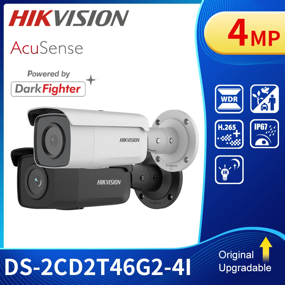 

Hikvision 4MP AcuSense Security Camera POE 80m IR Bullet Video Surveillance DarkFighter DS-2CD2T46G2-4I H.265+ P2P IP67