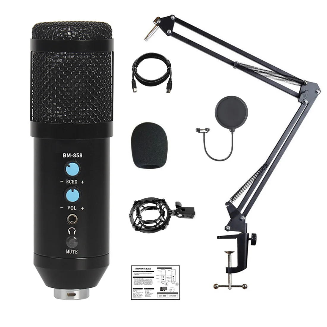 USB Condenser Microphone Kit Computer Cardioid Mic for Podcast Live Stream Recording Music Voice Over Cardioid Studio Recording
USB Condenser Microphone Kit Computer Cardioid Mic for Podcast Live Stream Recording Music Voice Over Cardioid Studio Recording