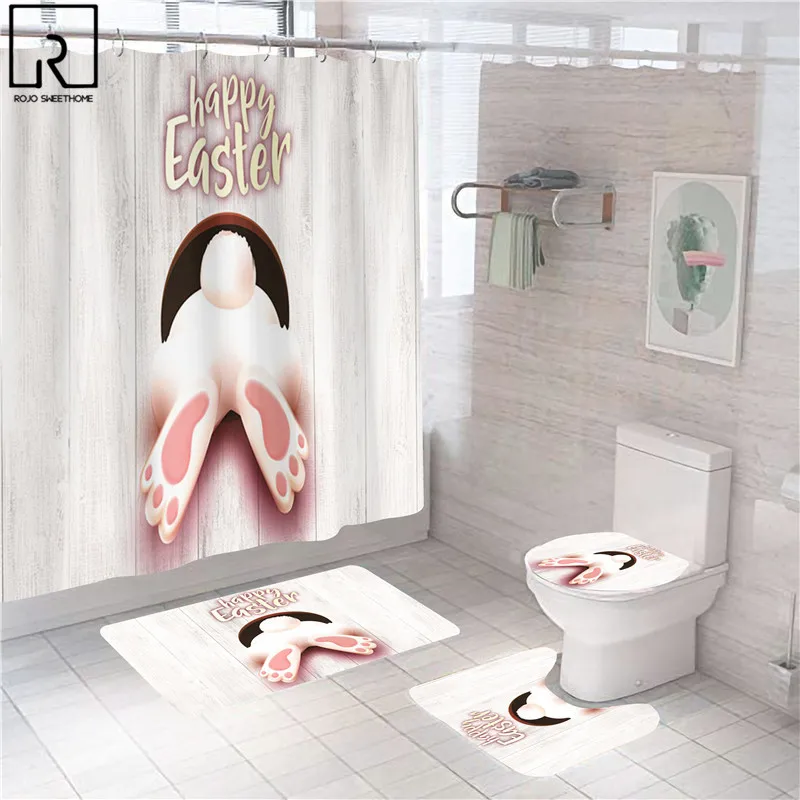 Rabbit Eggs Print Decor Shower Curtains Polyester Fabric Toilet Bathtub Screen Festival Curtains Bathroom Bath Mat Set Easter
Rabbit Eggs Print Decor Shower Curtains Polyester Fabric Toilet Bathtub Screen Festival Curtains Bathroom Bath Mat Set Easter