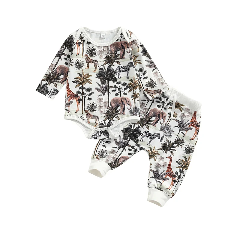 2Pcs Baby Boys Spring Autumn Clothes Set Fresh Forest Animals Printed Long Sleeve Romper Tops and Long Pants, 0-18Months
2Pcs Baby Boys Spring Autumn Clothes Set Fresh Forest Animals Printed Long Sleeve Romper Tops and Long Pants, 0-18Months