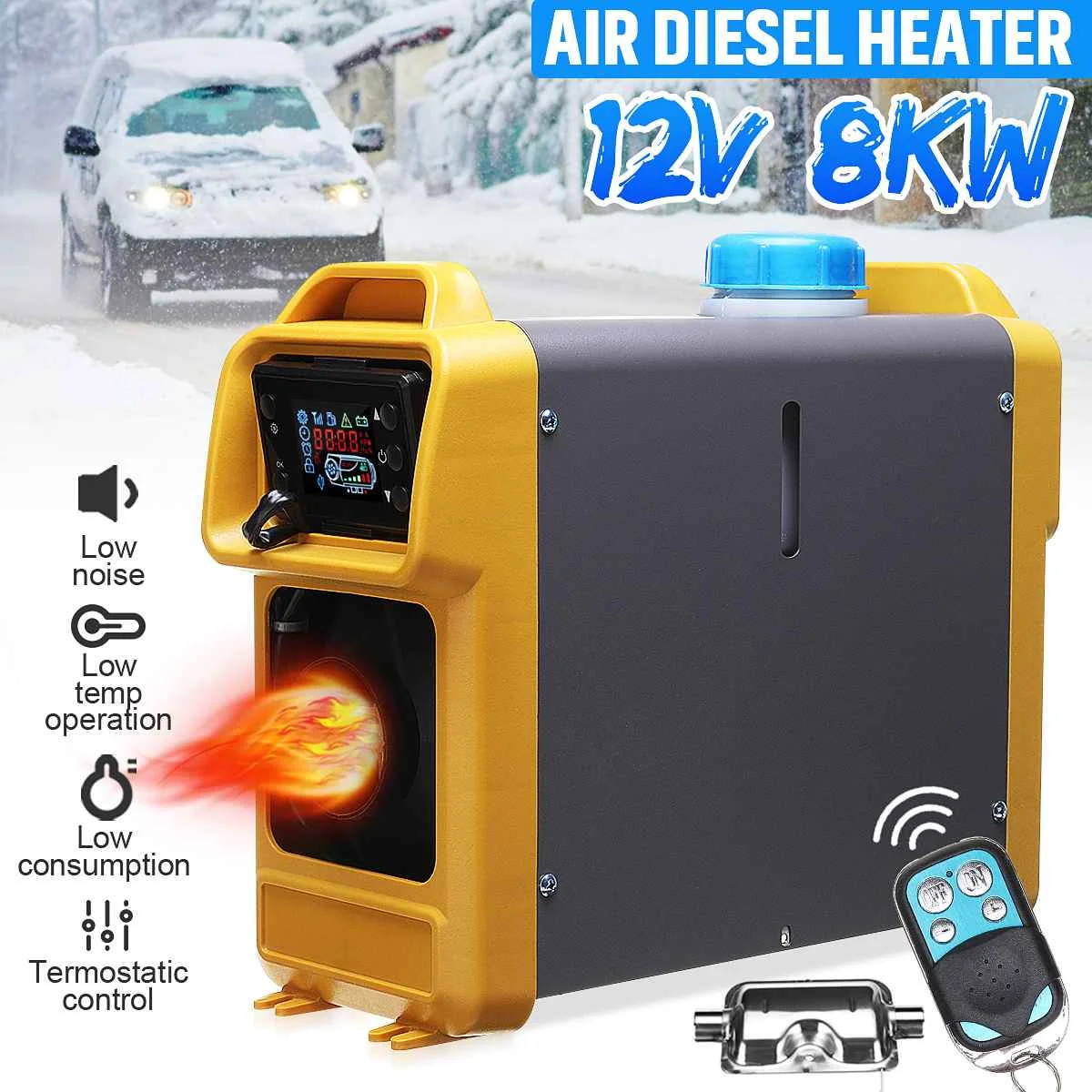 8KW 12V Car Heater All In One Air Diesels Parking Heater 8000W Car Heater For Home Car RV Boats LCD Switch+Remote+Fuel Tank
8KW 12V Car Heater All In One Air Diesels Parking Heater 8000W Car Heater For Home Car RV Boats LCD Switch+Remote+Fuel Tank