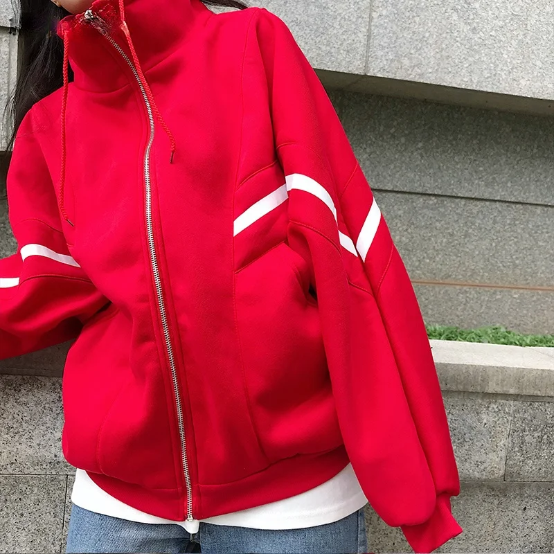 Jackets Women Harajuku Loose Plus Velvet Warm Thick Stand Zip-up Student Coats Simple Trendy Womens Long Sleeve Casual Jacket
Jackets Women Harajuku Loose Plus Velvet Warm Thick Stand Zip-up Student Coats Simple Trendy Womens Long Sleeve Casual Jacket