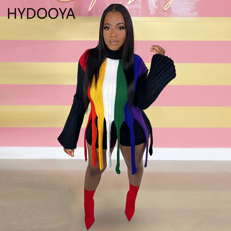 2021 New Sweater Female Rainbow Knitted Rib Women's Sweater Tassels Patchwork Jumpers Autumn Winter Warm Top Stretchy Pullovers
2021 New Sweater Female Rainbow Knitted Rib Women's Sweater Tassels Patchwork Jumpers Autumn Winter Warm Top Stretchy Pullovers