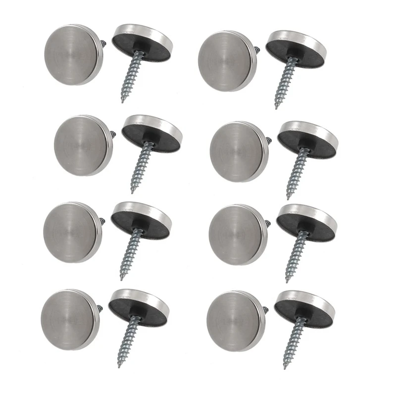 

8 Pcs 14mm Dia Stainless Steel Decorative Mirror Screw Cap Nails