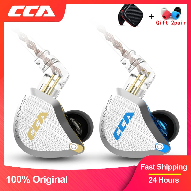 

New CCA C12 5BA 1DD Hybrid Metal Headset HIFI Bass Earbuds In Ear Monitor Headphones Noise Cancelling Earphones C10 C16 ZSX A10