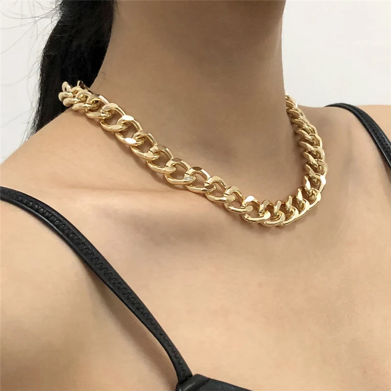 Exaggerated Punk Style Thick Chain Necklace Clavicle Item 
Exaggerated Punk Style Thick Chain Necklace Clavicle Item