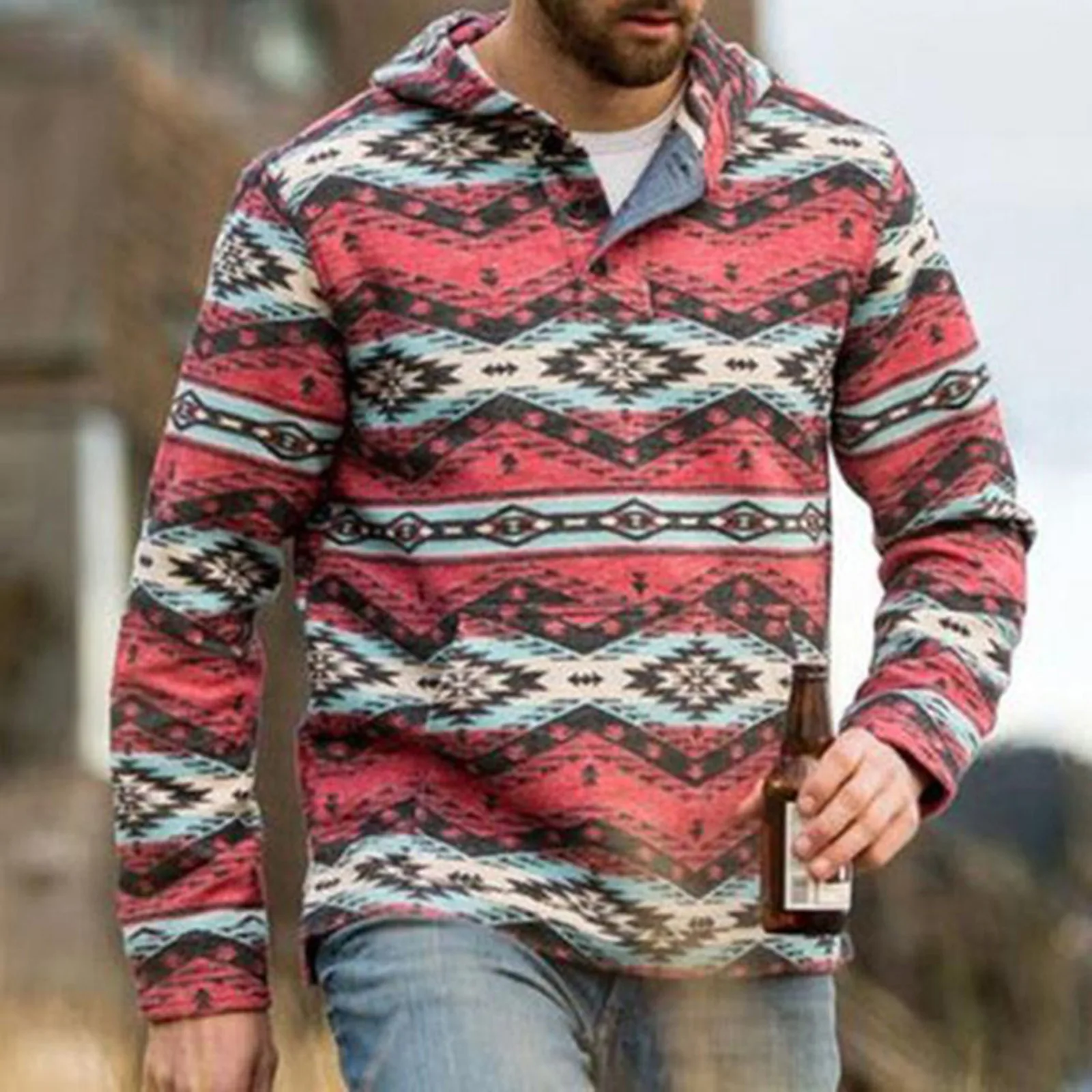 Men's Geometric Print Tops With Hooded Long Sleeve Button Hoodies Blouse Fashion Sweatshirts Blouse Sudaderas Hombre
Men's Geometric Print Tops With Hooded Long Sleeve Button Hoodies Blouse Fashion Sweatshirts Blouse Sudaderas Hombre
