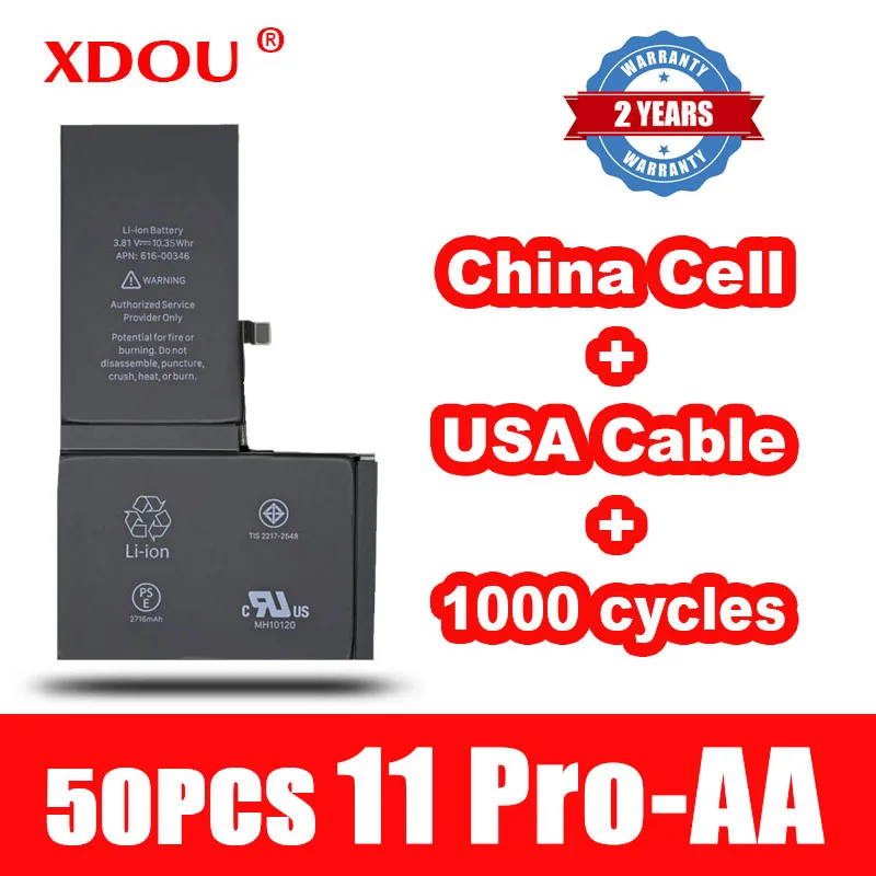 50 шт. XDOU аккумулятор для iPhone 11 Pro 11Pro 3190 мАч Ремонт замены 100% Кобальт Китай ячейка США кабель 1000 циклов для Apple AA
50 шт. XDOU аккумулятор для iPhone 11 Pro 11Pro 3190 мАч Ремонт замены 100% Кобальт Китай ячейка США кабель 1000 циклов для Apple AA