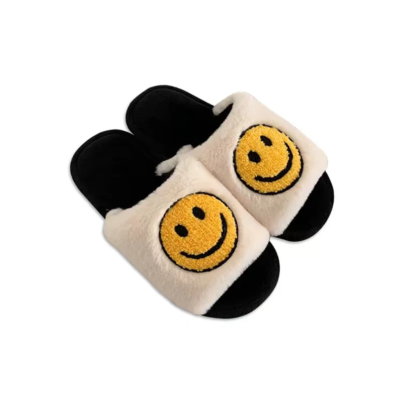 2021 Women Fluffy Fur Slippers Big Smile Floor Slipper Short Plush Fleece Flat For Couple Shoes Black Lady Indoor Slides
2021 Women Fluffy Fur Slippers Big Smile Floor Slipper Short Plush Fleece Flat For Couple Shoes Black Lady Indoor Slides