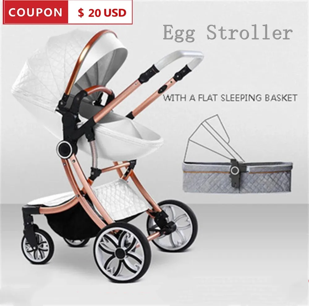 

Luxury 3 in 1 Baby Stroller High Landscape Carriage Two Way Newborn Car Egg Pram Can Sit Lie Down Light Baby Pushchair