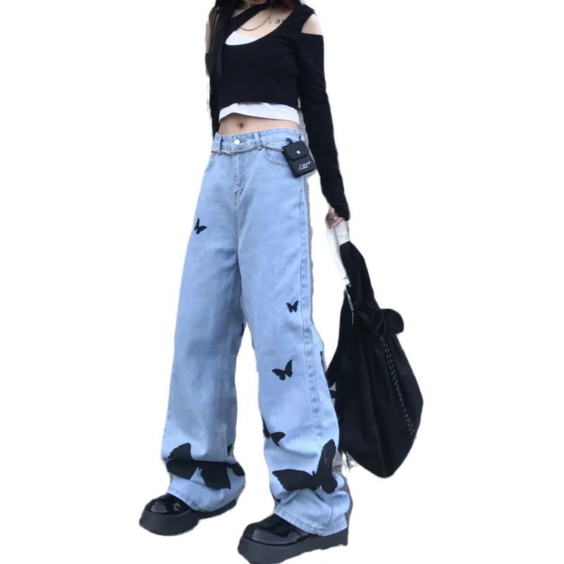 New Retro Jeans Women's Jeans Spring Butterfly Print Street Loose Casual Fashion Wide-Leg Trousers High-Waist Straight-Leg Pants
New Retro Jeans Women's Jeans Spring Butterfly Print Street Loose Casual Fashion Wide-Leg Trousers High-Waist Straight-Leg Pants