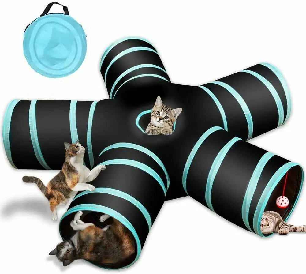 

5 Way Tunnels Extensible Collapsible Cat Playing Tunnel Tube Game Toys Cat Maze House Interactive Pet Product