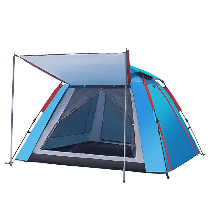 

Tent outdoor 3-4 people fully automatic one room one hall family double 2 single camping field thickened rainproof camping