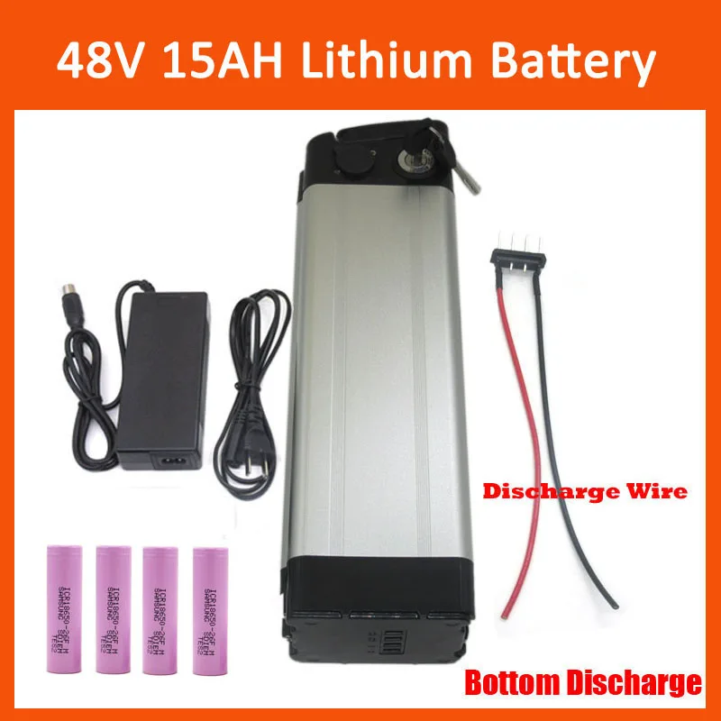 750W 48V Electric Bike Lithium Battery Pack 48V 15AH silver fish battery use for samsung 18650 cell with BMS Bottom discharge
750W 48V Electric Bike Lithium Battery Pack 48V 15AH silver fish battery use for samsung 18650 cell with BMS Bottom discharge
