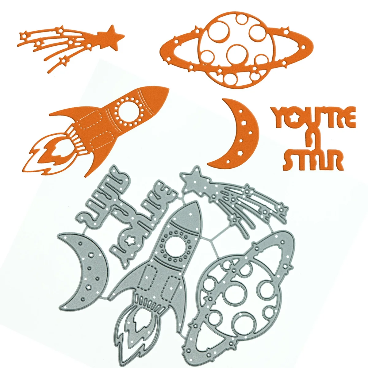 Space Rocket Planet Meteor Cutting Dies Scrapbooking Paper Punch Stencil Mold For DIY Clip Art Card Album Decorating
Space Rocket Planet Meteor Cutting Dies Scrapbooking Paper Punch Stencil Mold For DIY Clip Art Card Album Decorating