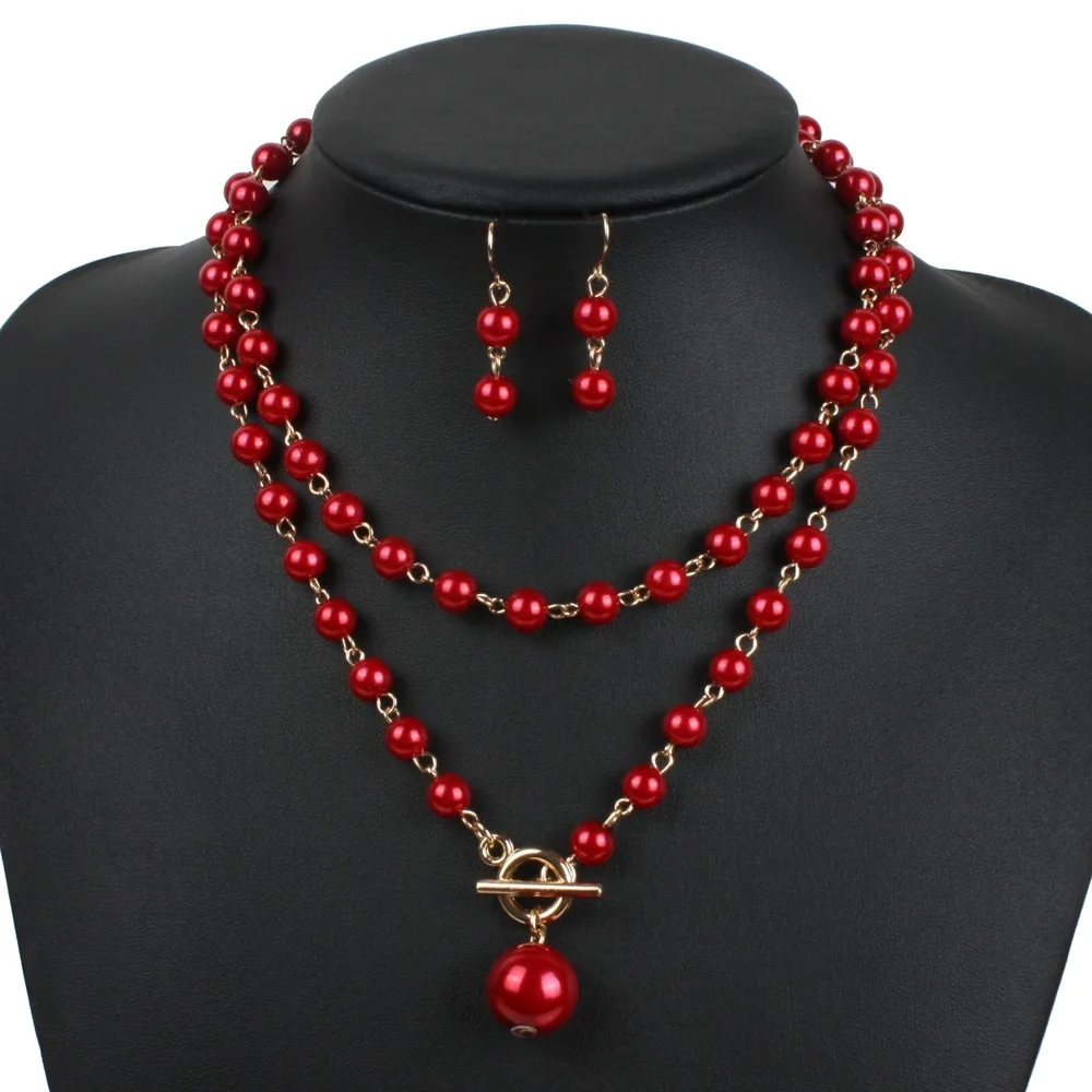 Red Simulated Pearl Bridal Wedding Jewelry Sets Gold Round Pendant Necklace Earrings Sets Wedding Engagement Jewelry 2021
Red Simulated Pearl Bridal Wedding Jewelry Sets Gold Round Pendant Necklace Earrings Sets Wedding Engagement Jewelry 2021