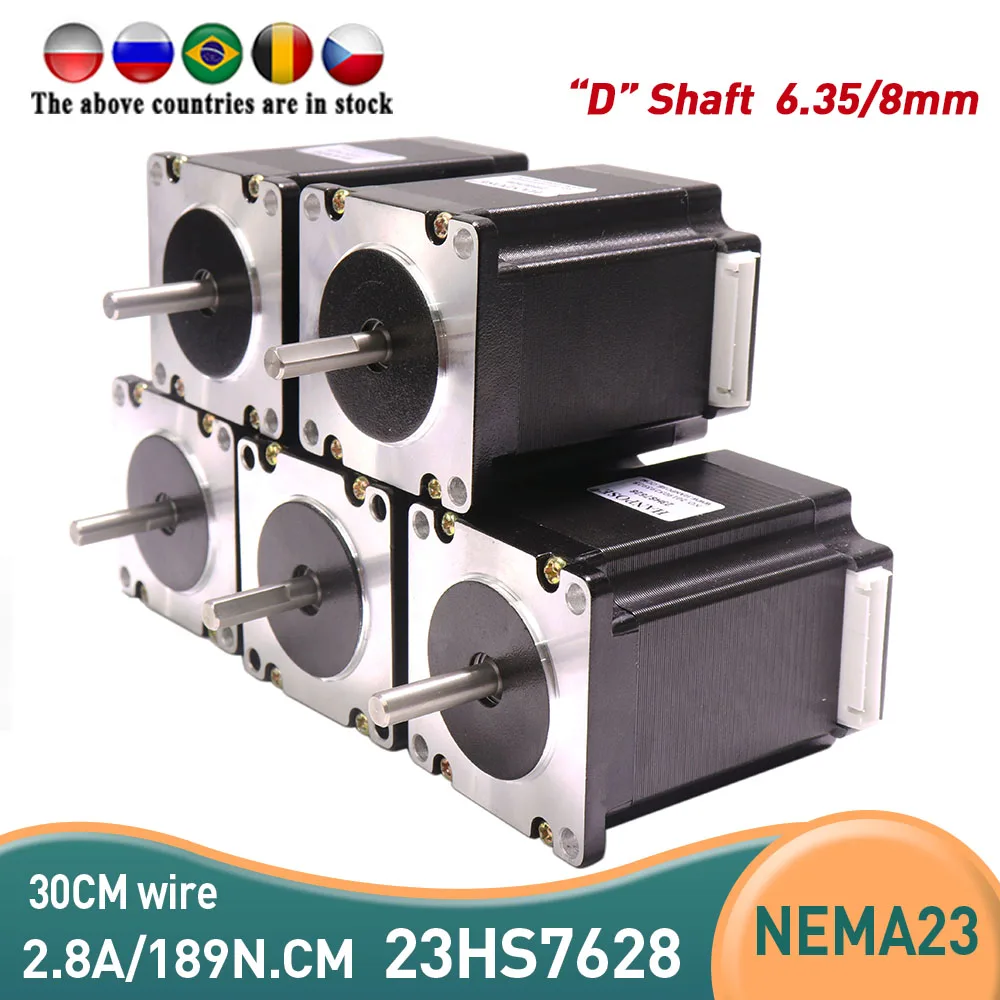 5pcs NEMA23 stepper motor 23HS7628 1.89N.m 4-Lead 1.8deg 57 motor 2.8A 270Oz-in For CNC machine and 3D printer!
5pcs NEMA23 stepper motor 23HS7628 1.89N.m 4-Lead 1.8deg 57 motor 2.8A 270Oz-in For CNC machine and 3D printer!