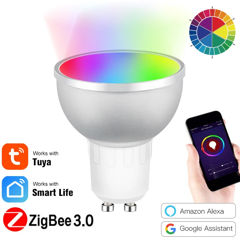 Светодиодная лампа с умным управлением, RGB-подсветильник ка с регулируемой яркостью, Tuya Zigbee 3,0 Gu10, 5 Вт, светодиодная лампа, RGBW, работает с Alexa Echo Plus Google Home
Светодиодная лампа с умным управлением, RGB-подсветильник ка с регулируемой яркостью, Tuya Zigbee 3,0 Gu10, 5 Вт, светодиодная лампа, RGBW, работает с Alexa Echo Plus Google Home
