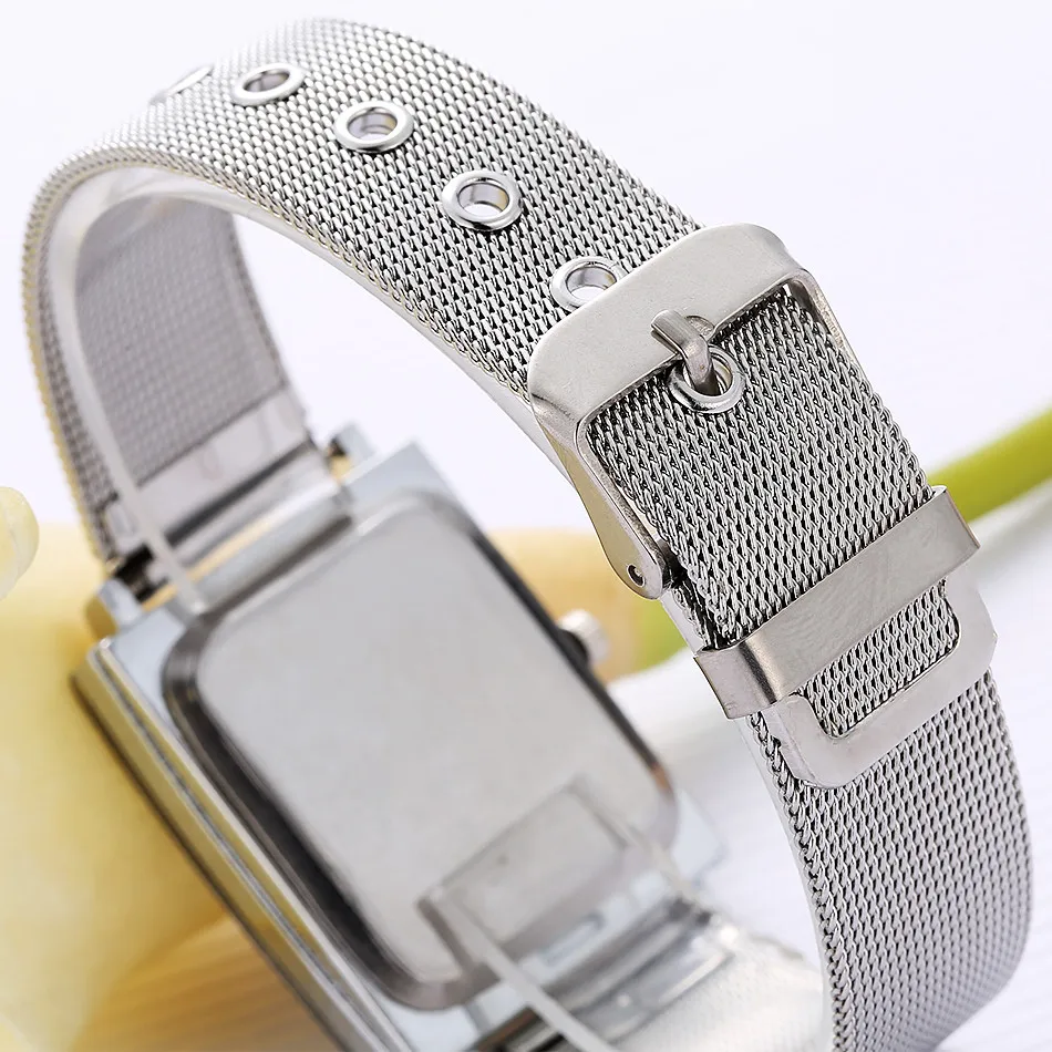 Classic Square Dial Diamond-Studded Women Men Quartz Watches Ultra Thin Stainless Steel Mesh Belt Waterproof Luxury Wristwatch
Classic Square Dial Diamond-Studded Women Men Quartz Watches Ultra Thin Stainless Steel Mesh Belt Waterproof Luxury Wristwatch