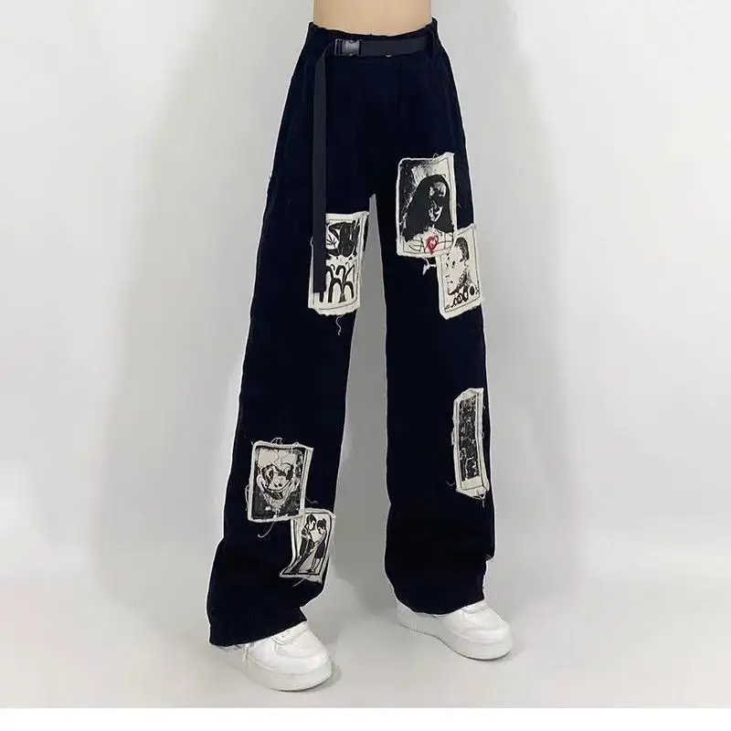 Women Loose Vintage Female Pants Fashion Femme Harajuku Gothic Baggy Jeans Female Pants Casual Funny Gothic Pants Summer Jeans
Women Loose Vintage Female Pants Fashion Femme Harajuku Gothic Baggy Jeans Female Pants Casual Funny Gothic Pants Summer Jeans