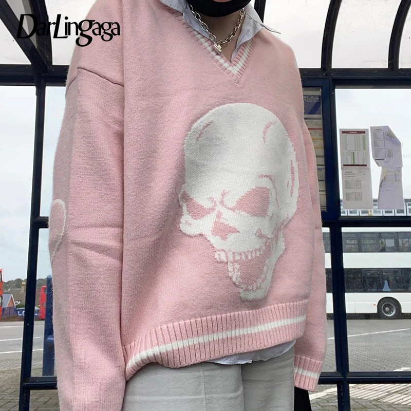 Darlingaga Gothic Skull Print Autumn Winter Woman Sweaters Y2K Fashion Loose Pullover Harajuku Knitted Sweater Ladies Pull Femme
Darlingaga Gothic Skull Print Autumn Winter Woman Sweaters Y2K Fashion Loose Pullover Harajuku Knitted Sweater Ladies Pull Femme