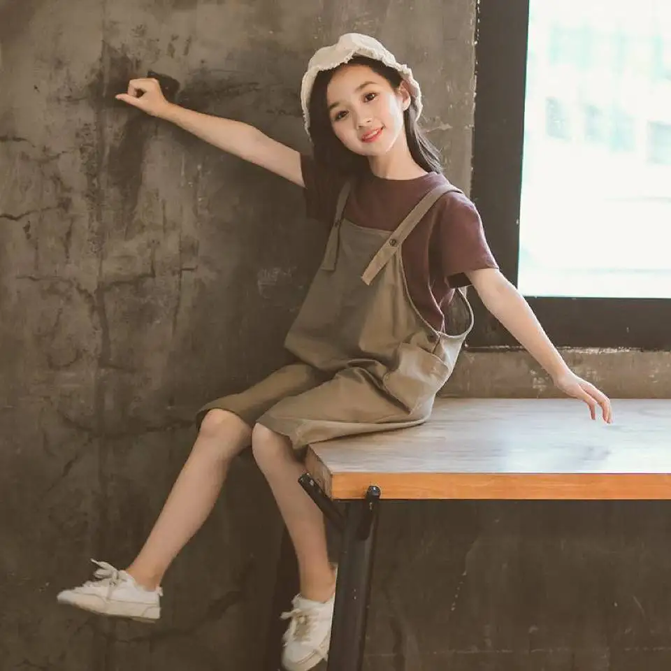 Toddler Girl Clothes Summer Kids Clothes Sets O-neck Collar T-shirt+Casual Overalls 2Pcs Suits For Girl 3 4 5 6 7 8 12 Years 
Toddler Girl Clothes Summer Kids Clothes Sets O-neck Collar T-shirt+Casual Overalls 2Pcs Suits For Girl 3 4 5 6 7 8 12 Years