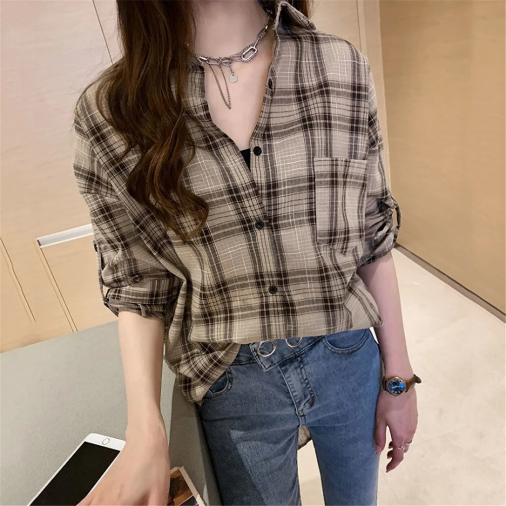 Blouses Women Plaid Leisure Chic Plus Size 3XL Loose Simple Women Shirts Korean Style Ins Harajuku Sunproof Street Wear Fashion
Blouses Women Plaid Leisure Chic Plus Size 3XL Loose Simple Women Shirts Korean Style Ins Harajuku Sunproof Street Wear Fashion