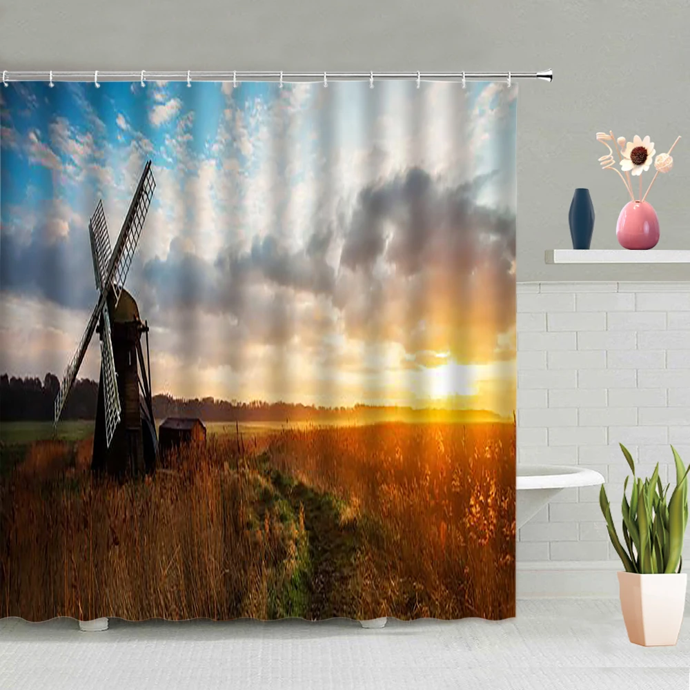 Windmill Pattern Shower Curtain Sunset Tulip Flowers Deer Animals Rivulet Background Decoration Curtains Waterproof With Hooks
Windmill Pattern Shower Curtain Sunset Tulip Flowers Deer Animals Rivulet Background Decoration Curtains Waterproof With Hooks