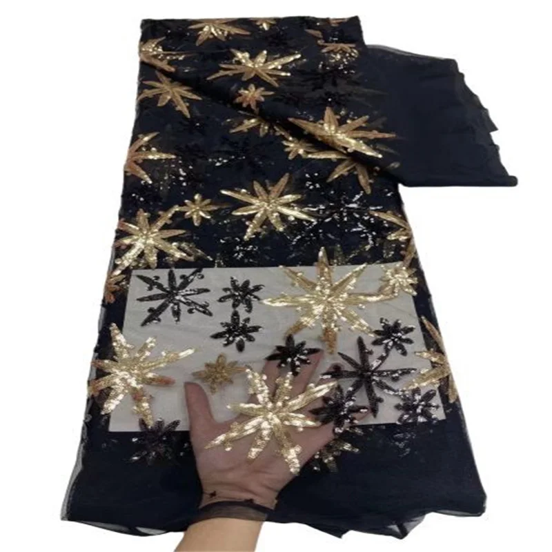Black/Gold Sequins African Lace Fabric 2021 White High Quality Nigerian French Tulle Lace Fabric Sequined Mesh For Wedding Sew
Black/Gold Sequins African Lace Fabric 2021 White High Quality Nigerian French Tulle Lace Fabric Sequined Mesh For Wedding Sew