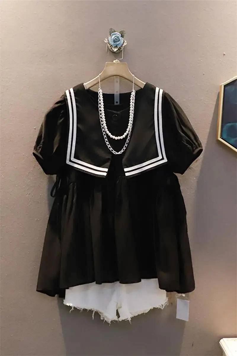 SuperAen Korean Style Pullover Doll Shirt Summer New Style Korean Temperament Loose Big Size Shirt Top Women
SuperAen Korean Style Pullover Doll Shirt Summer New Style Korean Temperament Loose Big Size Shirt Top Women
