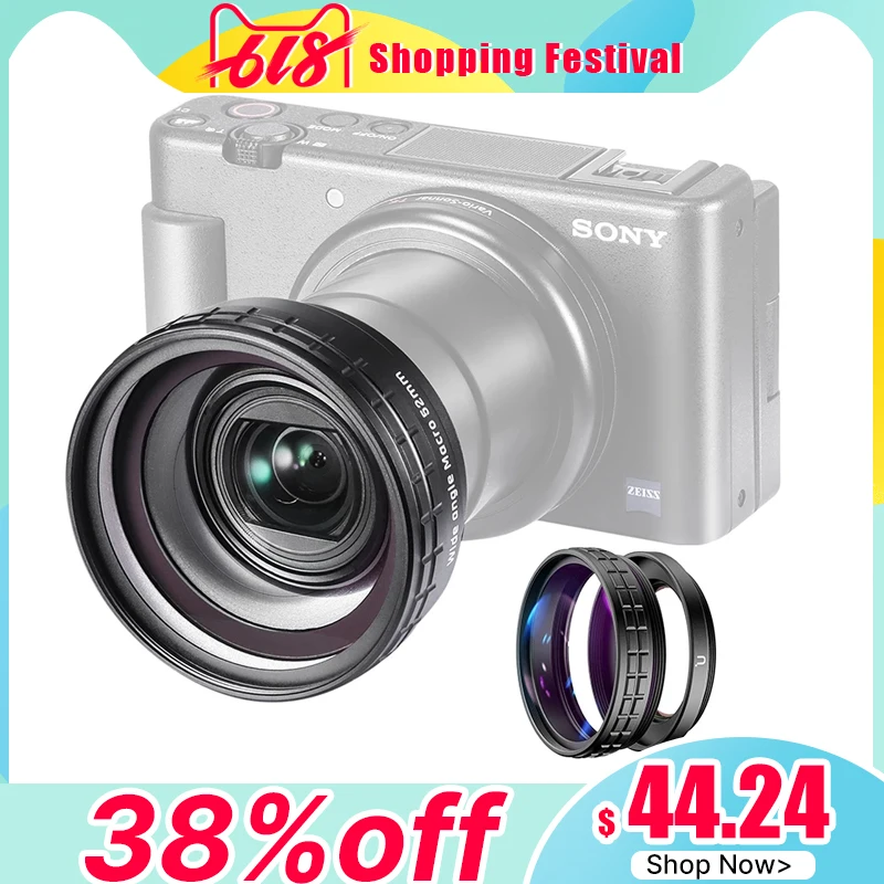 Ulanzi WL 1 ZV1 10X HD макрообъектив 18 мм широкоугольный объектив для камеры Sony ZV