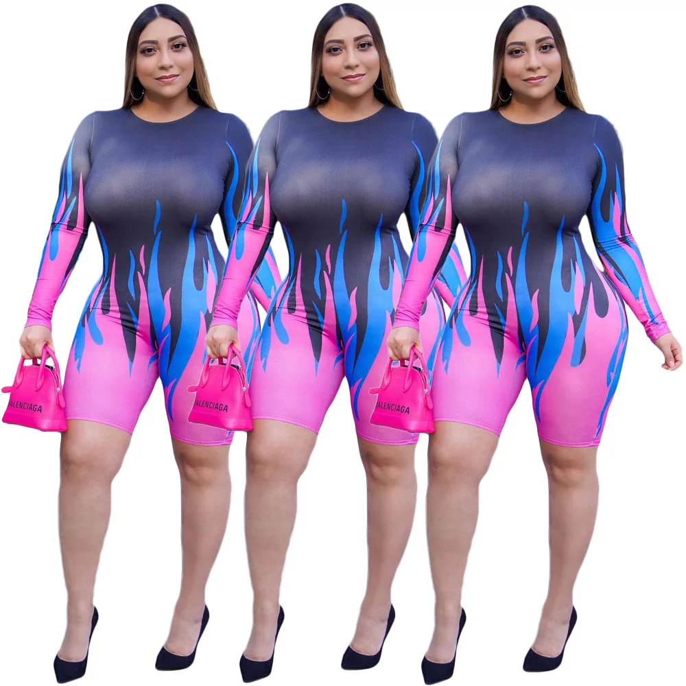 Plus Size Women Colorful Printing Jumpsuits 2021 Summer Latest O-neck Long Sleeve Skinny Sexy Nightclub Wear Short Rompers
Plus Size Women Colorful Printing Jumpsuits 2021 Summer Latest O-neck Long Sleeve Skinny Sexy Nightclub Wear Short Rompers
