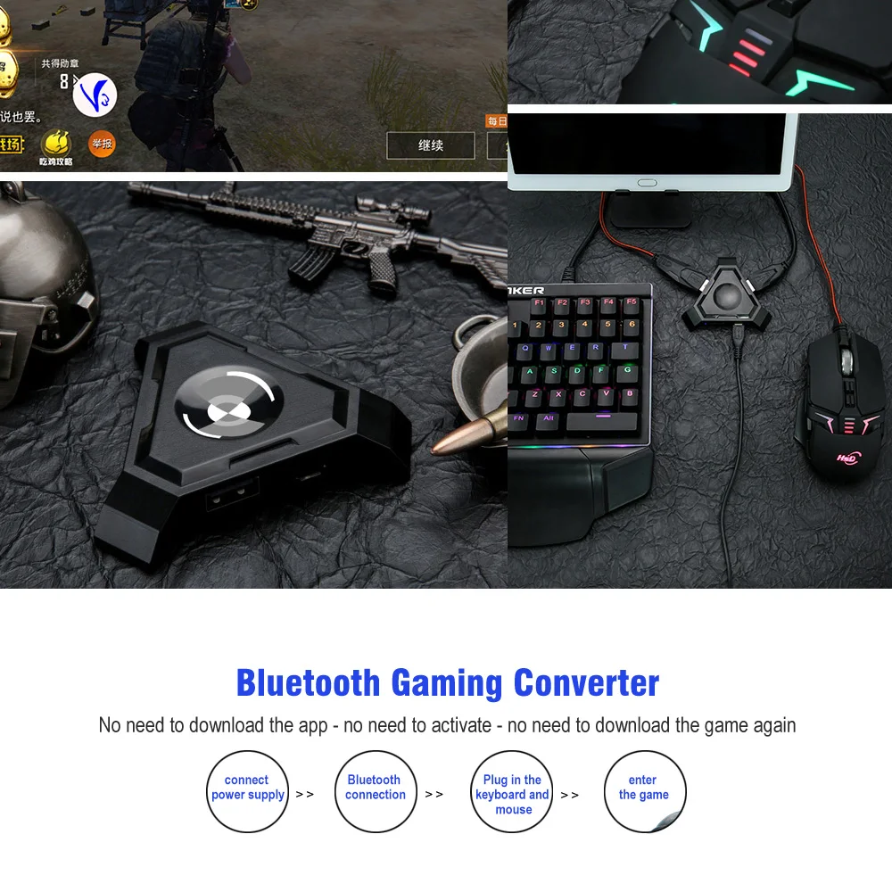 HXSJ P5 Bluetooth Игровой конвертер Мобильный коннектор для клавиатуры и мыши для подключения к Android-телефону Подключение Plug and Play.